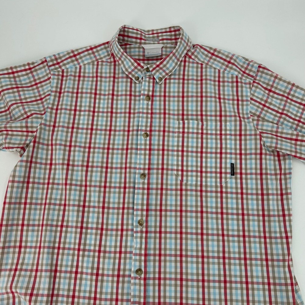 Columbia Mens Plaid Short Sleeve Button Down Shirt XL AM9132 Regular Fit - Picture 4 of 9